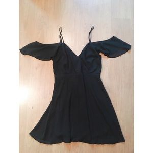 Off The Shoulder Flutter Mini Dress: LBD